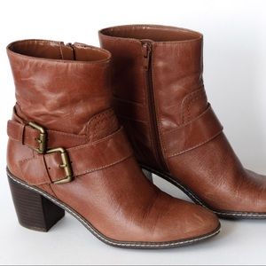(Consigned) Cognac Leather Ankle Boots